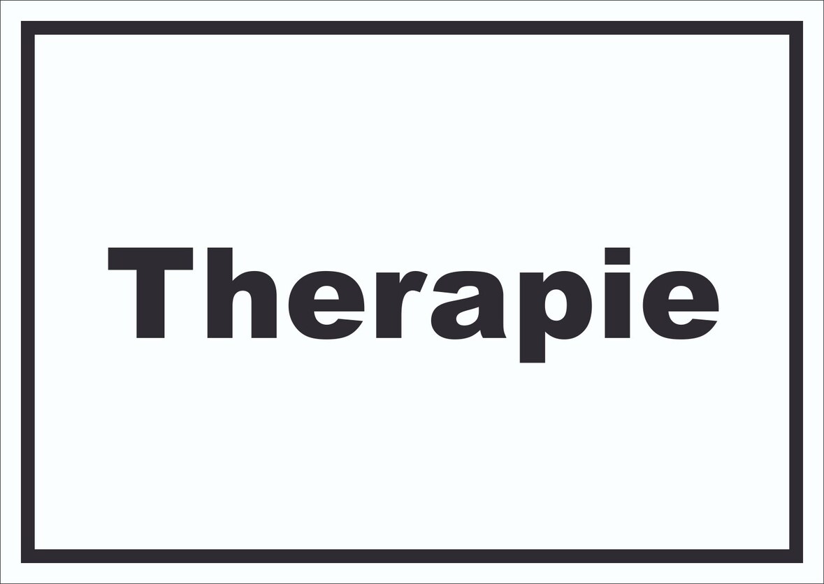 Therapie Schild mit Text Raum Behandlung waagerecht A1 Rückseite selbstklebend