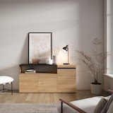 thumbnail of Sideboard, Schrank, Küche, Schrank, Flurmöbel, 150x35x75cm, 3 Türen, Viel Stauraum, Moderner Stil, Eiche und Schwarz - 69_1