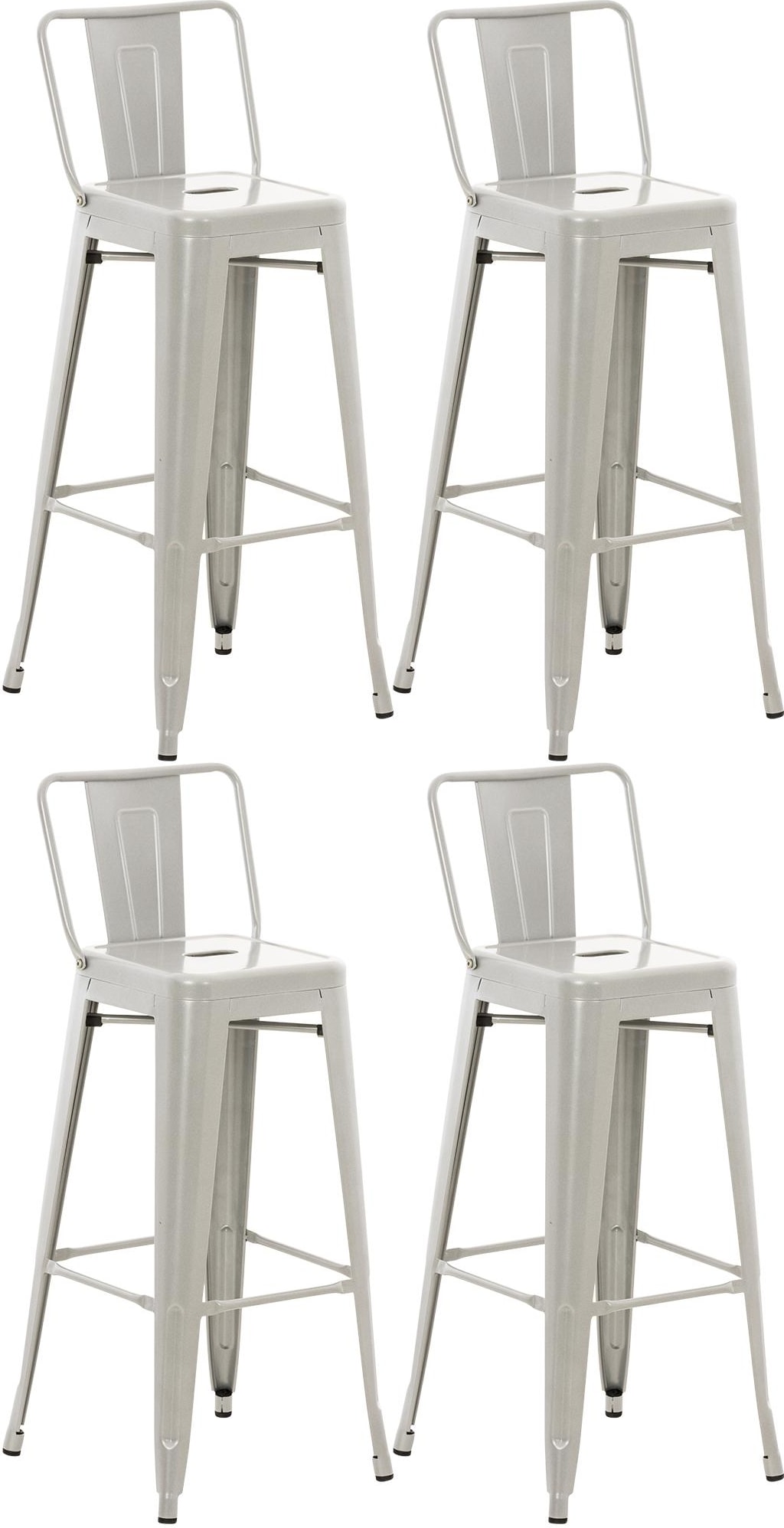 CHEFGASTRO 4er Set Barhocker ANDES HxBxT 96x44x43cm Metall Silber Barstuhl