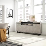 thumbnail of Sideboard, Schrank, Küche, Sideboard, Flurschrank, 200x35x87cm, 4 Türen, Elektrischer Kamin, Industriedesign, Moderner Stil, Zementgrau - 61_12