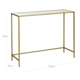 thumbnail of Helloshop26 - Mesa de console mesa de entrada 100 x 35 x 80 cm mesa lateral tampo de vidro temperado estrutura metálica resistente 12_0007520