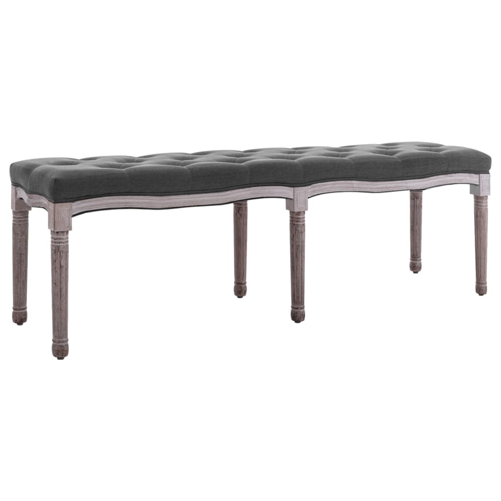 Helloshop26 - Leinenbank Massivholz 150 x 40 x 48 cm dunkelgrau 02_0010763