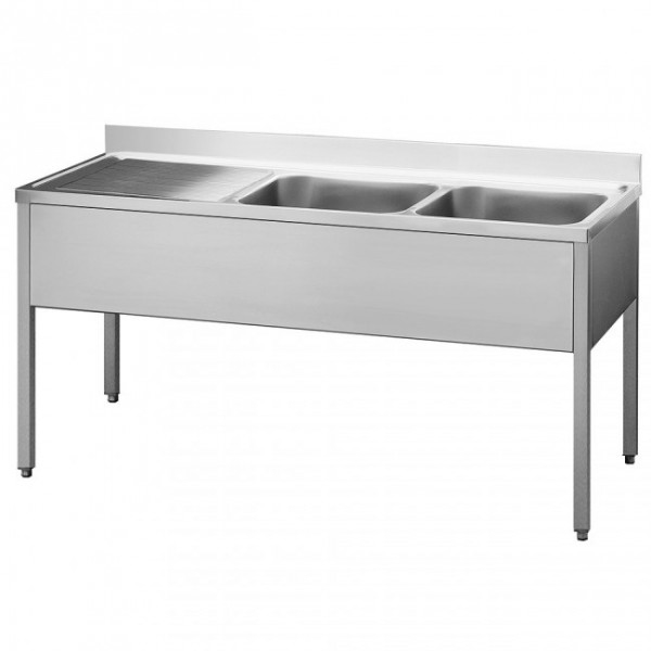 Spültisch 2 Becken rechts - 1,5 x 0,6 m ohne Grundboden VM EUROPA