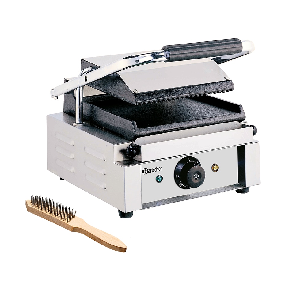 Contactgrill 1800 1GR | Geribbeld/Glad | 1.8kW | Grillplaten Gietijzer/Geëmailleerd | 290x395x210(h)mm