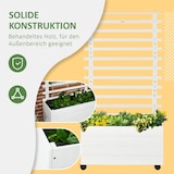 thumbnail of Pflanzkasten Hochbeet mit Rankgitter auf Rollen 76x30x155 cm Weiß aus Massivholz mit Stoffauskleidung stabiler Außenbereich und Terrasse