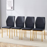 thumbnail of 4er-Set Esszimmerstühle PU-Leder Schwarz-Gold 93 cm mit Metallbeinen