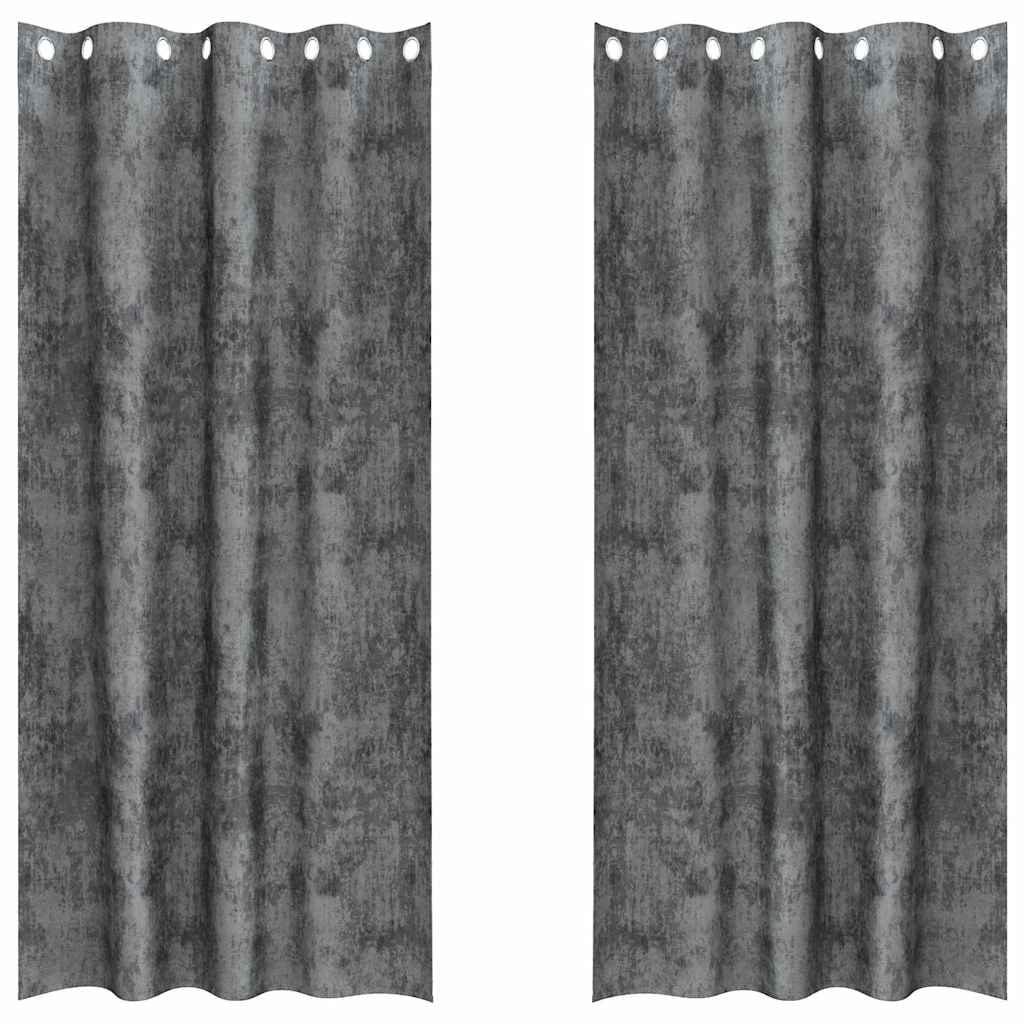 vidaXL Samtvorhänge mit Vorhängen 2 pcs Grau 260 x 140 cm Samt