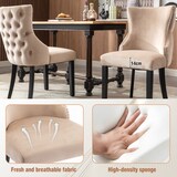thumbnail of Esszimmerstuhl Samt Beige 50x41x91 cm mit Rückenlehne, Massivholzgestell und Viereckstruktur, gepolstert und ergonomisch, Set 4