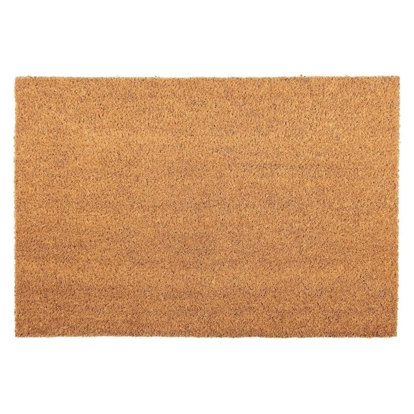Tapete de fibra de coco natural com suporte de PVC antiderrapante para uso interior e exterior Meia-lua 40x60cm (liso) Coshano