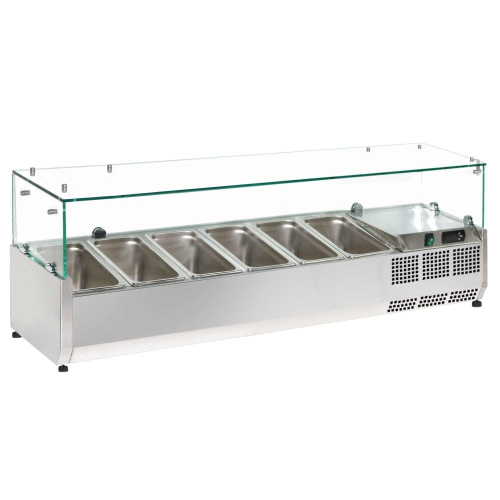 Geladeira de ingredientes com vitrine com 6 tabuleiros gn 1/3-150 - 1500x395x440 mm - 160 W 230/1V - 761315CV Eurast