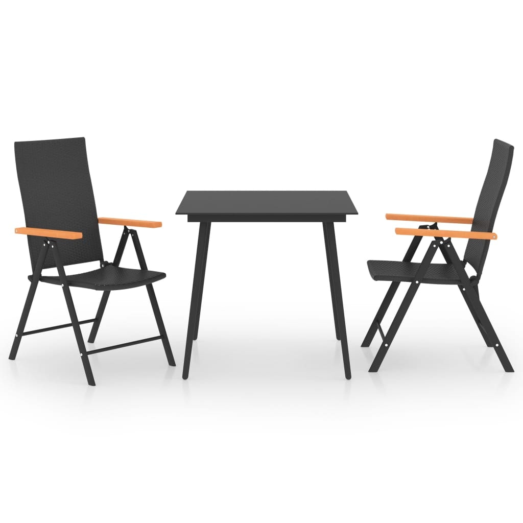 Helloshop26 - Conjunto de comedor de jardín exterior de 3 piezas en negro y marrón 02_0013674