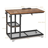 thumbnail of COSTWAY Mesa lateral de madeira, ajustável em altura e inclinável, mesa de sofá, formato em C, 3 níveis, mesa para computador portátil com rodas