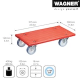 thumbnail of WAGNER Transporthilfe ANTI-RUTSCH - 57,5 x 30 x 14 cm, Bespannung&Rollen ultrasoft Ø 100 mm, Tragkraft 400 kg - 20139601