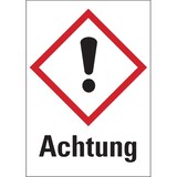 thumbnail of Aufkleber Gefahrstoffetiketten - dickes Ausrufezeichensymbol (GHS07) & Signalwort "Achtung" - 105 x 148 mm Folie selbstklebend