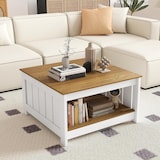 thumbnail of COSTWAY 2-Tier Holz Couchtisch, Landhaus Stil Beistelltisch mit Aufbewahrungsraum, Couchtisch