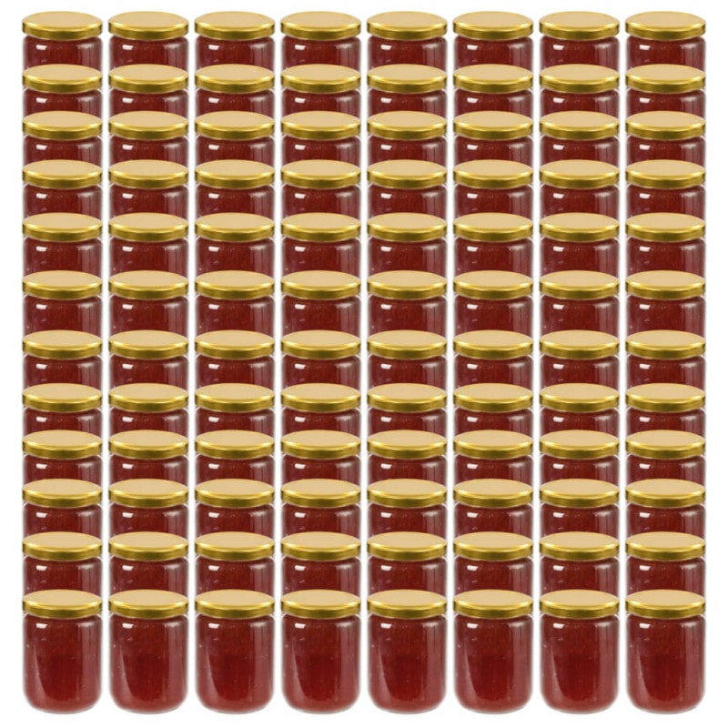 Pots à Confiture Avec Couvercle Doré 96 Pcs Verre 230 Ml