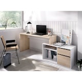 thumbnail of Dmora Scrivania Gardena, Scrittoio multiposizione da ufficio o cameretta, Tavolo da studio angolare multiuso, 139x92h75 cm, Bianco e Rovere