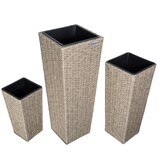 thumbnail of Casaria Poly Rattan Blumentopf mit Wasserabfluss Creme - 3er Set