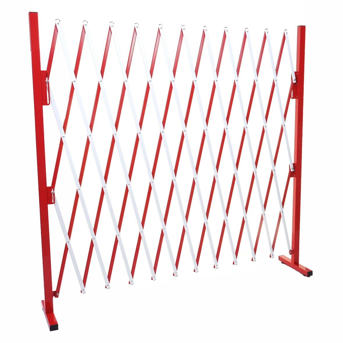 Griglia di protezione HWC-B34, griglia di protezione a forbice estensibile, alluminio rosso-bianco ~ altezza 153cm, larghezza 36-300cm