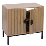 thumbnail of Waschbeckenunterschrank HWC-O42, Schrank Badezimmer Badschrank mit 2 Türen, MDF Melamin 62x63x35cm ~ Holzoptik natur