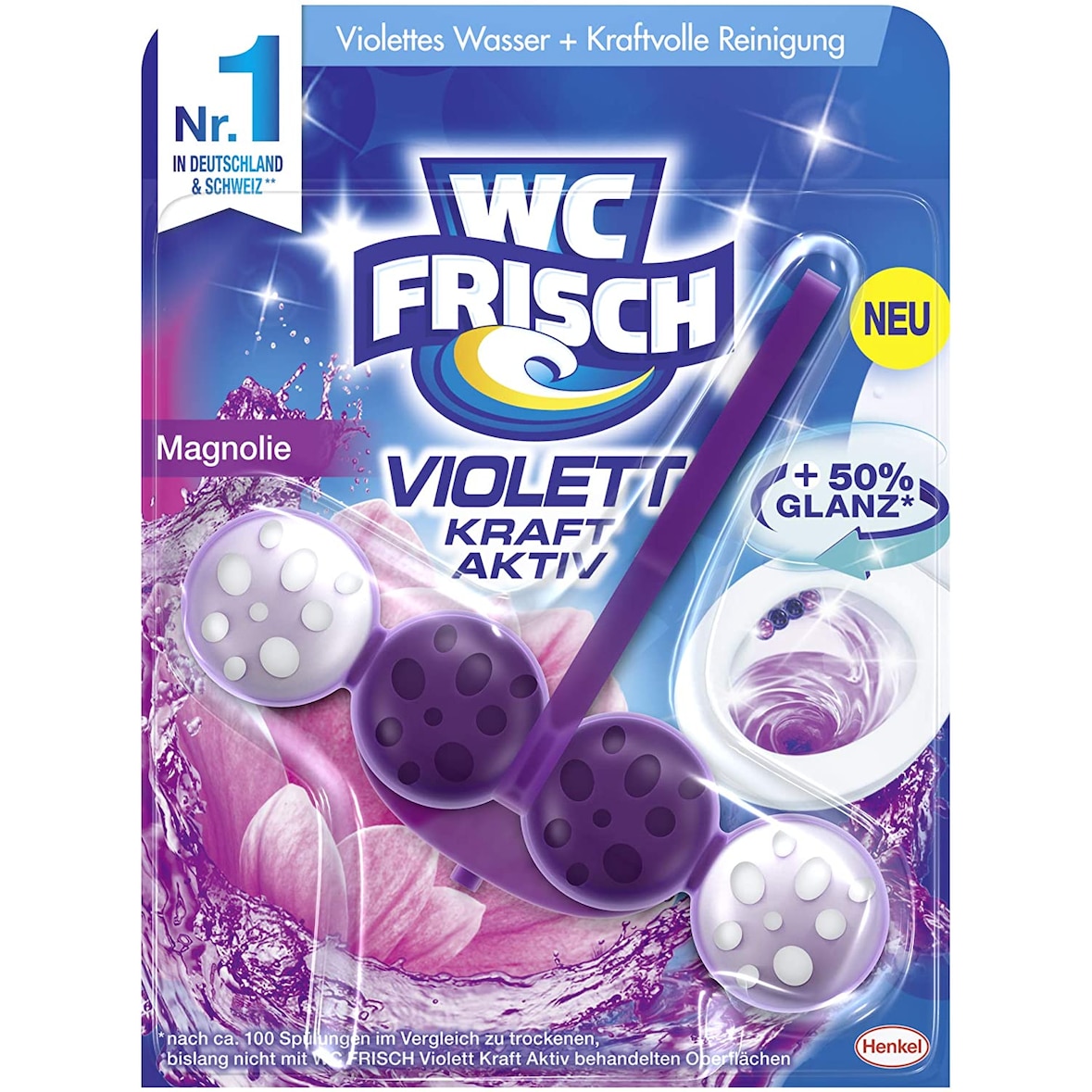 WC FRISCH Kraft Aktiv Violettspüler Magnolie WC-Reiniger und Farbspüler 1 Stück