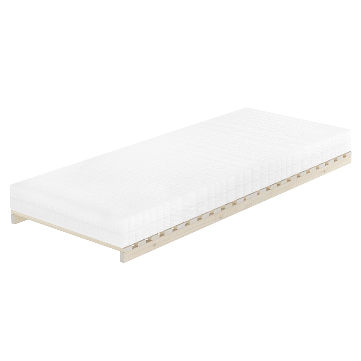 Niederflurbett metallfrei 80x200 Futon metallfreier Lattenrost, Fichte unbehandelt V-60.97-08 mit Matratze