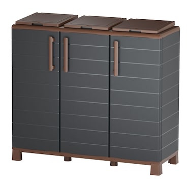 Abri Poubelles 3 Sacs Anthracite - Armoire Cache Poubelle de Tri Sélectif 102 x 37 x 90 cm Terrazza, Ristorante Art Plast