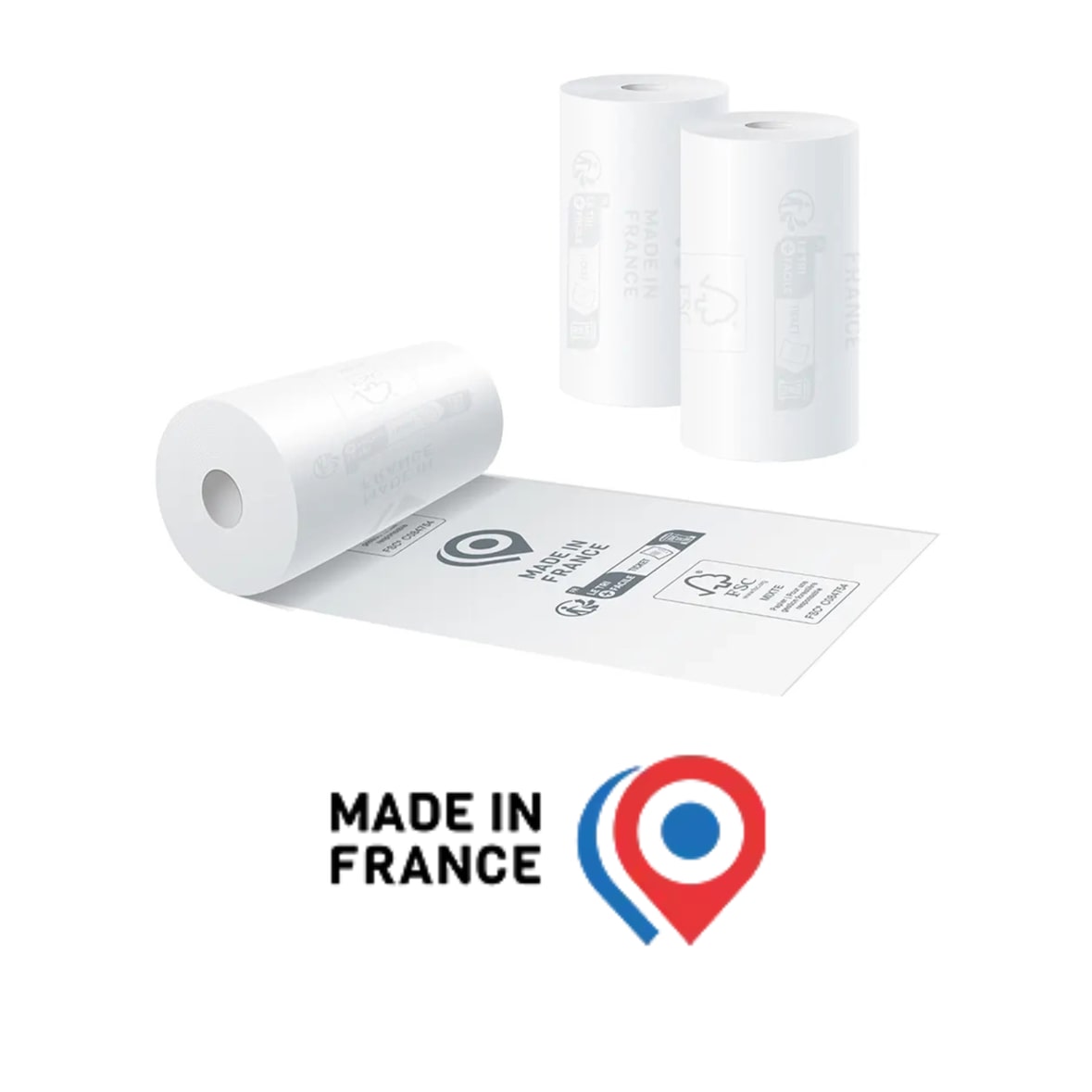La Bobine Française | 50 Rouleaux de caisses thermiques pour TPE/BANCAIRE, compatible 57x40x12, Papier Premium 55 g/m² sans BPA | Logo Made in France