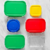 thumbnail of Benetton - Set di 3 bottiglie rettangolari ermetiche da 1180 ml/840 ml/690 ml in borosilicato arcobaleno
