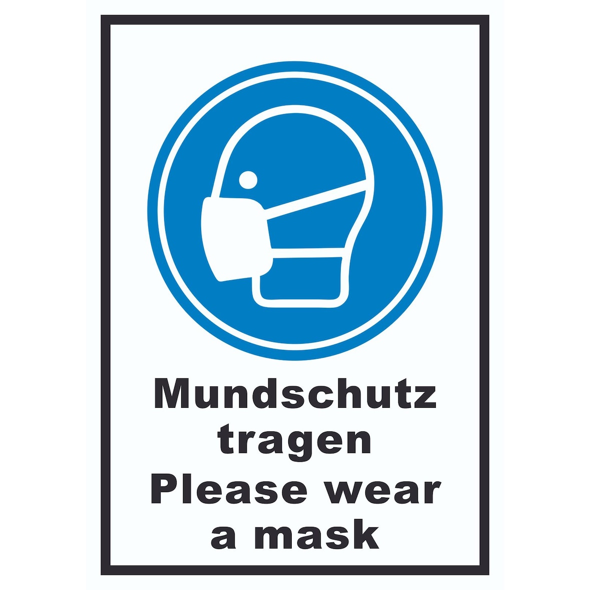 Mundschutz tragen Please wear a mask Schild A2 Rückseite selbstklebend