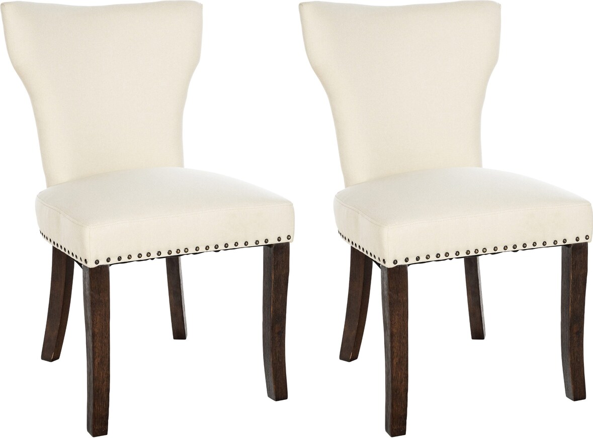 CHEFGASTRO 2er Set Esszimmerstuhl LOUISVILLE Stoff antik-dunkel HxBxT 90x52x59cm Stoff Creme Küchenstuhl