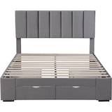 thumbnail of Polsterbet 140x200 mit 4 Schubladen Samtbett mit Storage höhenverstellbarem Kopfteil ,Klassisches Polsterbett