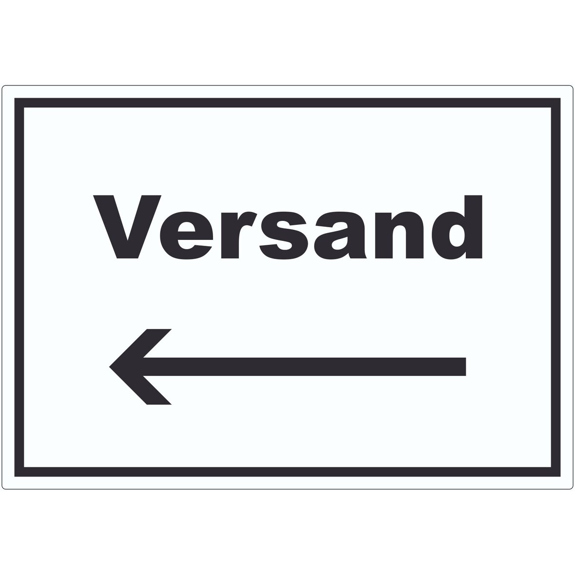 Versand Aufkleber mit Text und Richtungspfeil links Lieferung shipping waagerecht A8 (52x74mm)