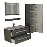 thumbnail of Bad-Set Waschtisch Waschbecken Unterschrank Spiegel LED grau Hochschrank Badschrank Badmöbel Badezimmer Badinventar Bad St. Moritz Jet-Line