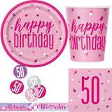 thumbnail of 50. Geburtstag Partyset `Pink Schimmer` Einweggeschirr
