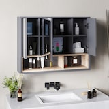 thumbnail of HOMCOM Specchiera Bagno a 3 Ante con Armadietto 80x20x60 cm Grigio