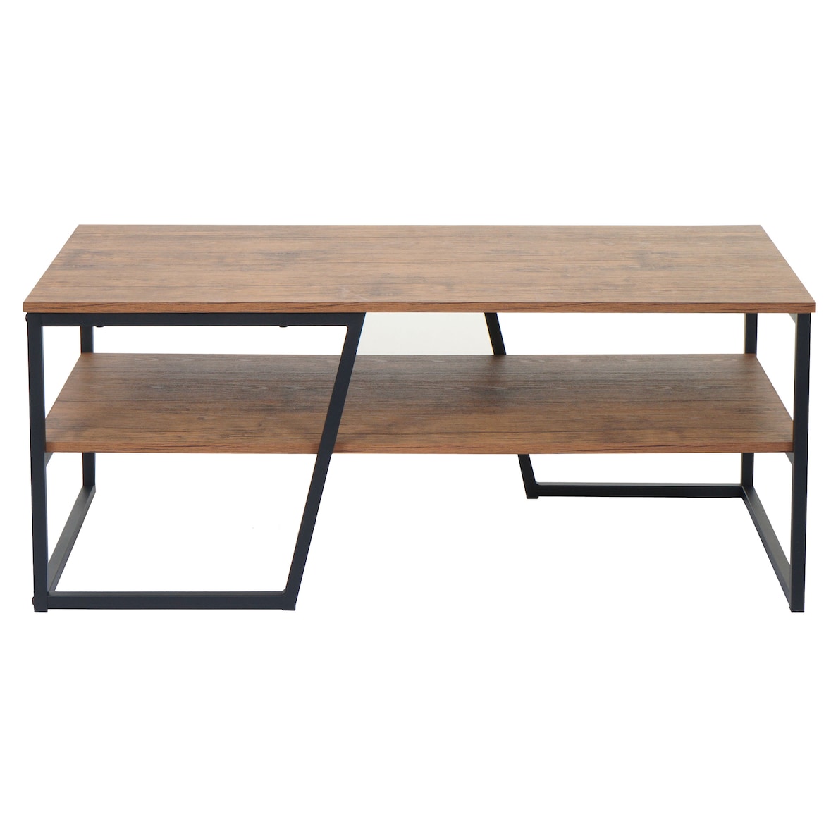 Couchtisch HWC-A27, Wohnzimmertisch Beistelltisch Sofatisch, Ablage Metall 3D-Struktur 46x110x60cm, Wildeiche-Optik