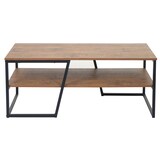 thumbnail of Couchtisch HWC-A27, Wohnzimmertisch Beistelltisch Sofatisch, Ablage Metall 3D-Struktur 46x110x60cm, Wildeiche-Optik