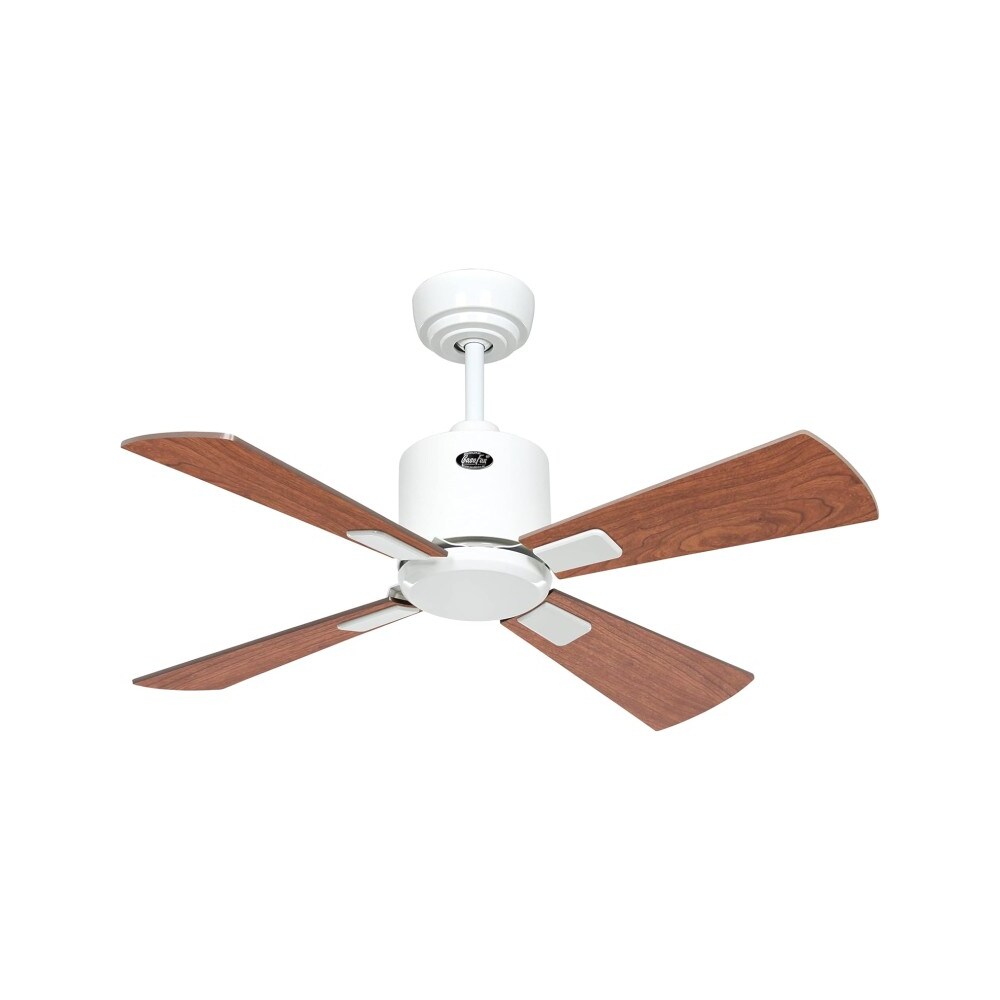 eco neo III 92, wlan-ventilator ohne licht, weißer korpus, flügel in walnuss und kirsche, casafan