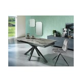 thumbnail of Ausziehbarer Tisch von 160 cm auf 240 cm, moderne Keramikplatte auf anthrazitfarbenem Marmor aus gehärtetem Glas