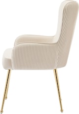 thumbnail of Esszimmerstuhl 2er Set Samt Beige+Gold 83x57x53 cm mit Armlehnen, Lendenstütze und höhenverstellbaren Füßen, komfortabel & stabil
