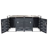 thumbnail of 4er-Mülltonnenverkleidung HWC-H40b, Mülltonnenbox, Pflanzkasten Edelstahl-Metall-Kombi 78kg 110x230x62cm erweiterbar