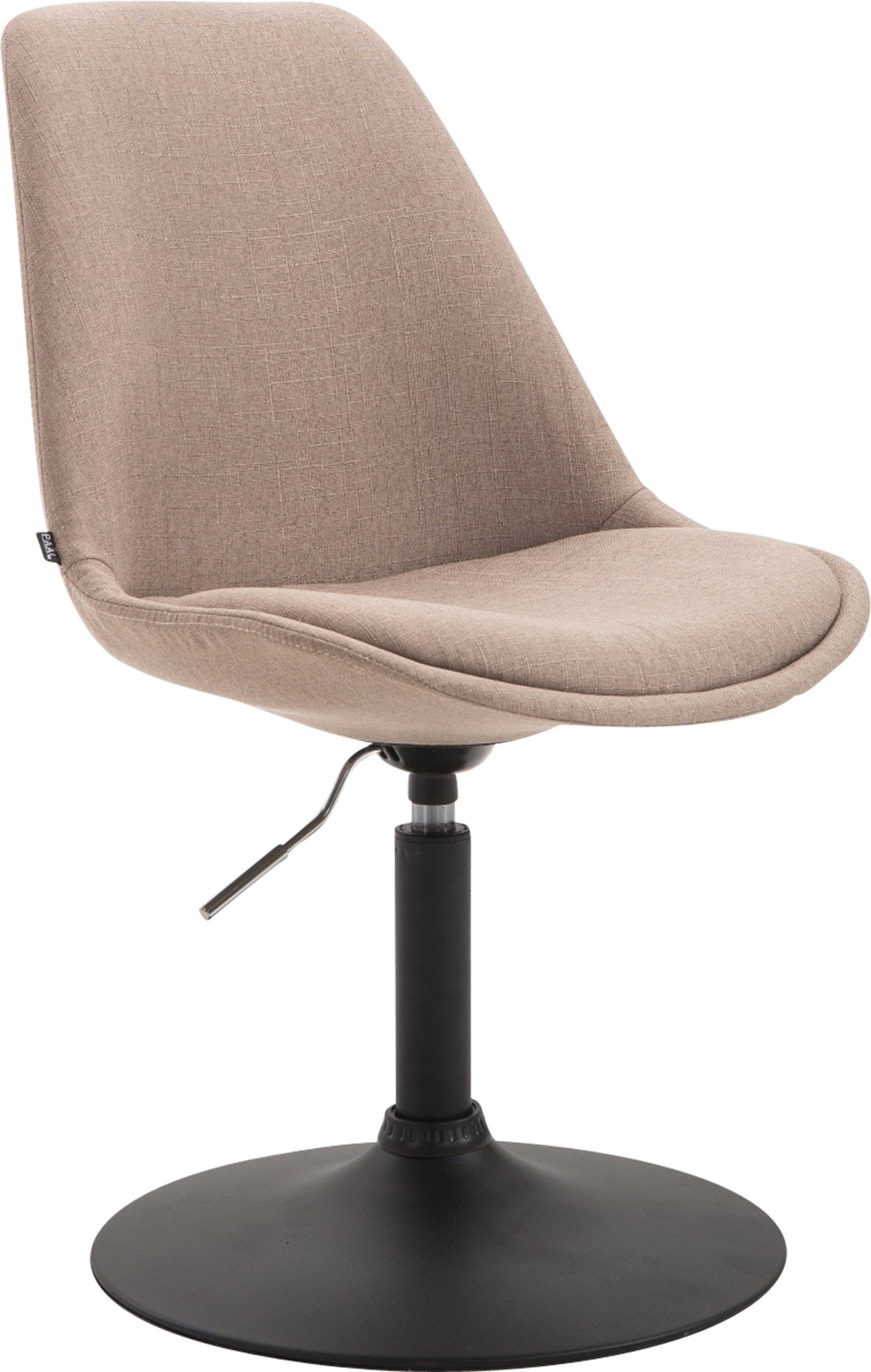 Décoshop26 - Esszimmerstuhl x1 drehbar höhenverstellbar mit taupefarbenem Stoffbezug und schwarzem Metallfuß in Trompetenform 10_0003773