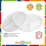 thumbnail of DayBays Plastikteller 3 Geteilt 5000 Stk. Weiß Rund Menüteller Plastik Teller 22 cm Einweg Spülmaschinenbeständig