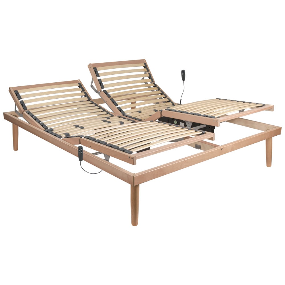 Rete elettrica motorizzata in legno reclinabile testa e piedi con telecomando e doppio motore matrimoniale 160x190 - Comprarredo