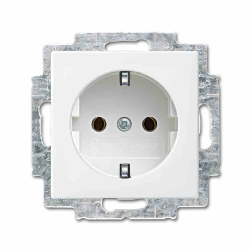 Busch-balance SI Steckdose, 1f, alpinweiß, glänzend, Unterputz, horizontal/vertikal, IP20, Zentralplatte