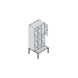 thumbnail of C+P Spind Classic PLUS, Kunststoff untergebaute Sitzbank, 6 Abteile, HxBxT 212x90x82cm, Zylinderschloss, Hellgrau/Enzianblau von PROREGAL