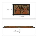 thumbnail of Relaxdays Fußmatte Kokos, mit Katzen & Welcome Spruch, gummiert, innen und außen, Türabtreter 60 x 40 cm, orange/natur