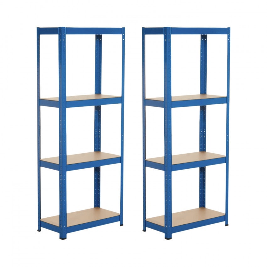 Pack 2 Estanterías Metálicas Azul con 4 Baldas Ajustables 148x60x30cm 240Kg 7house