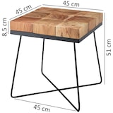 thumbnail of Beistelltisch 45 x 45 x 51 cm Akazie Massivholz mit Metallgestell, Industrial Anstelltisch Quadratisch Massiv Holz Tisch Braun, Wohnzimmertisch